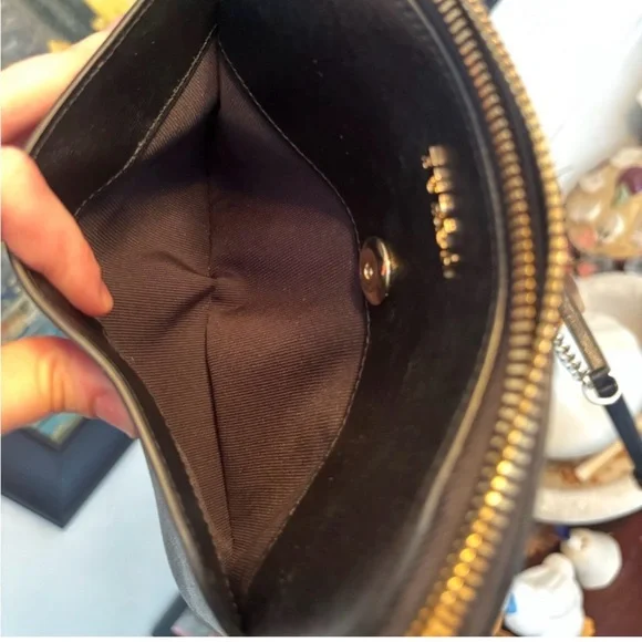 Furla Black Leather Crossbody with Gold Chain Detail - Picture 6 of 9